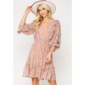 Veda Floral Chiffon Dress Size S